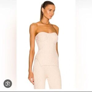 Helmut Lang Boucle White Strapless top small